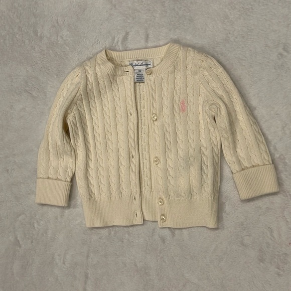 Ralph Lauren cream cable knit baby cardigan 6M - Picture 1 of 1